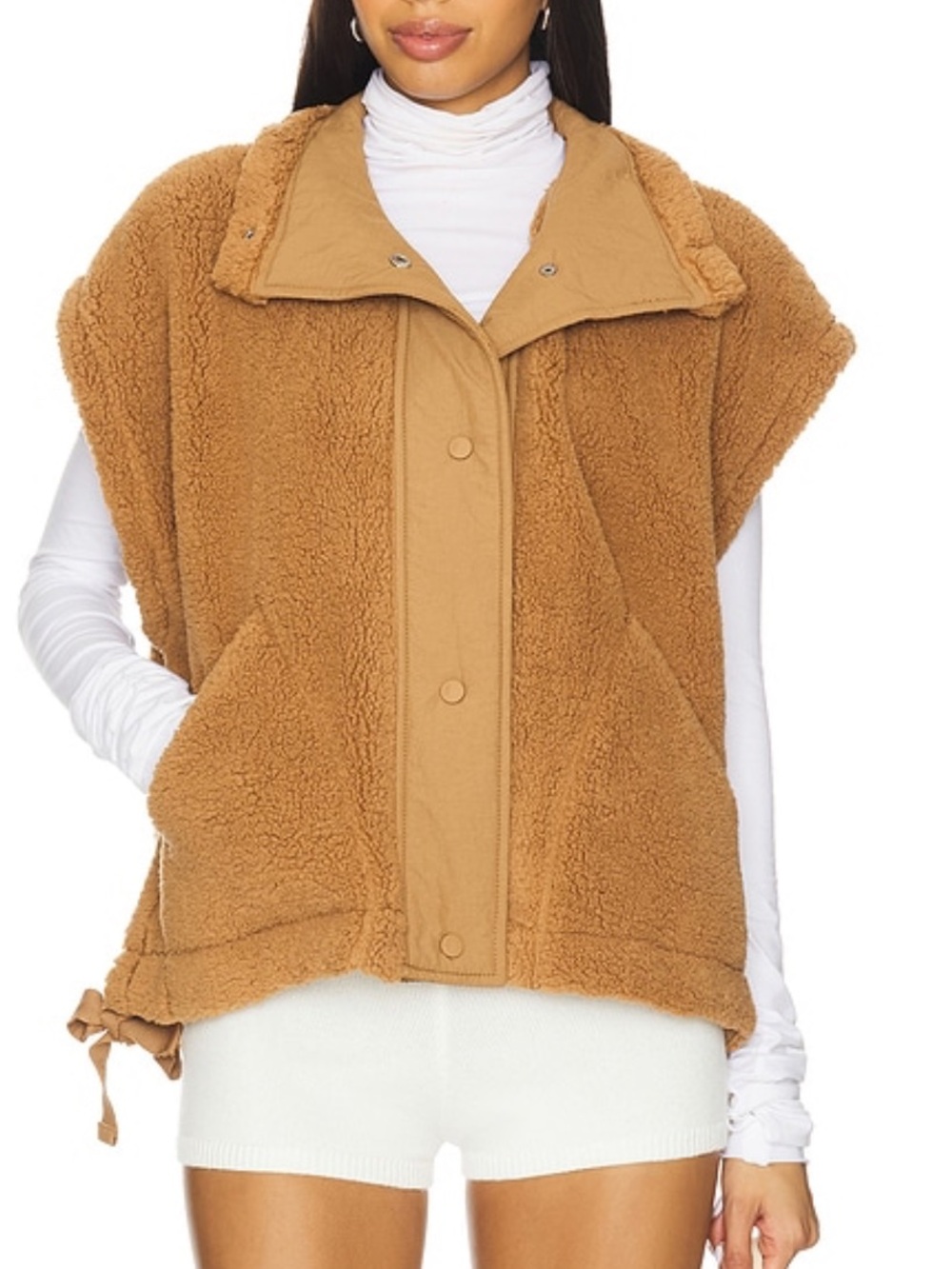 FREE PEOPLE Faux Shearling Scout It Out Vest - Birch Tree
